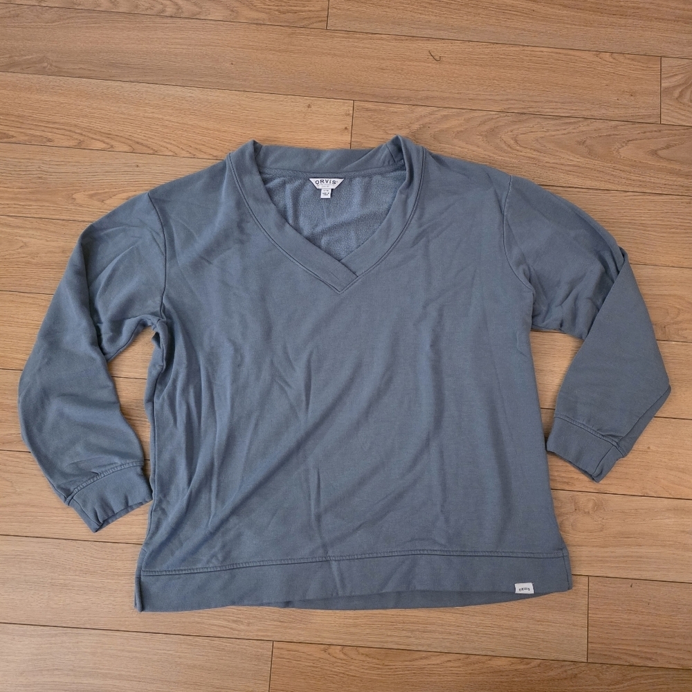 Orvis V Neck Jersey Knit Sweater- L - Picture 3 of 12